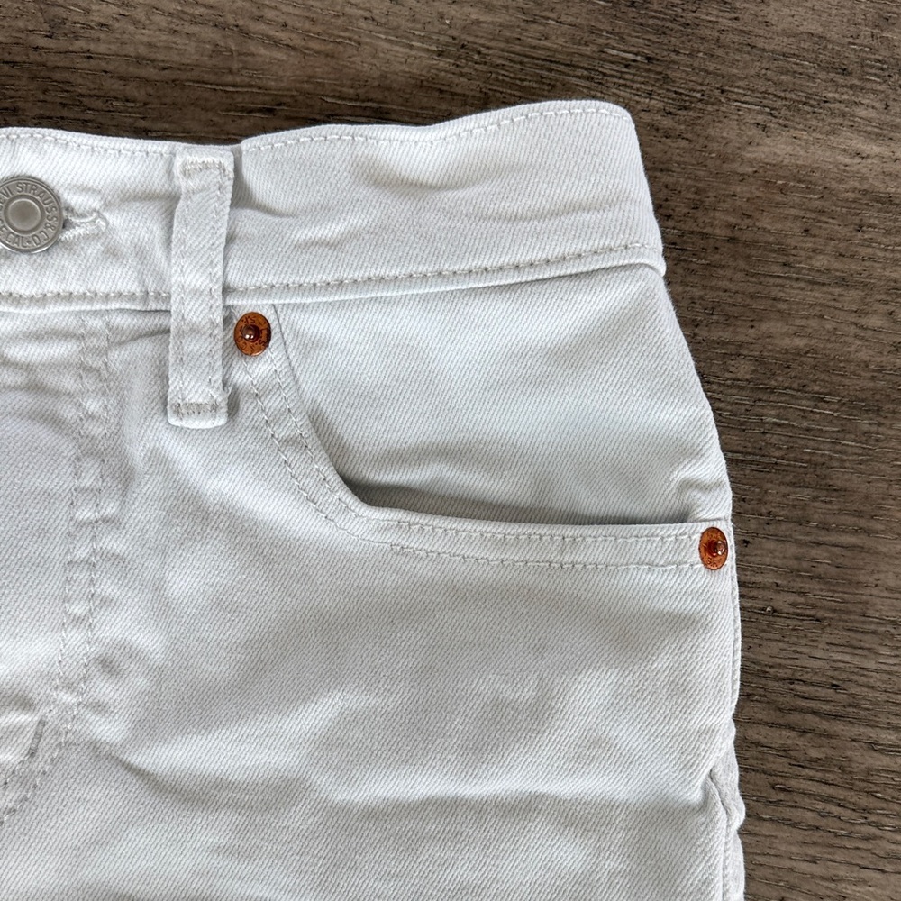 Levi's White High Waist Distressed Jean Shorts - Picture 11 of 13